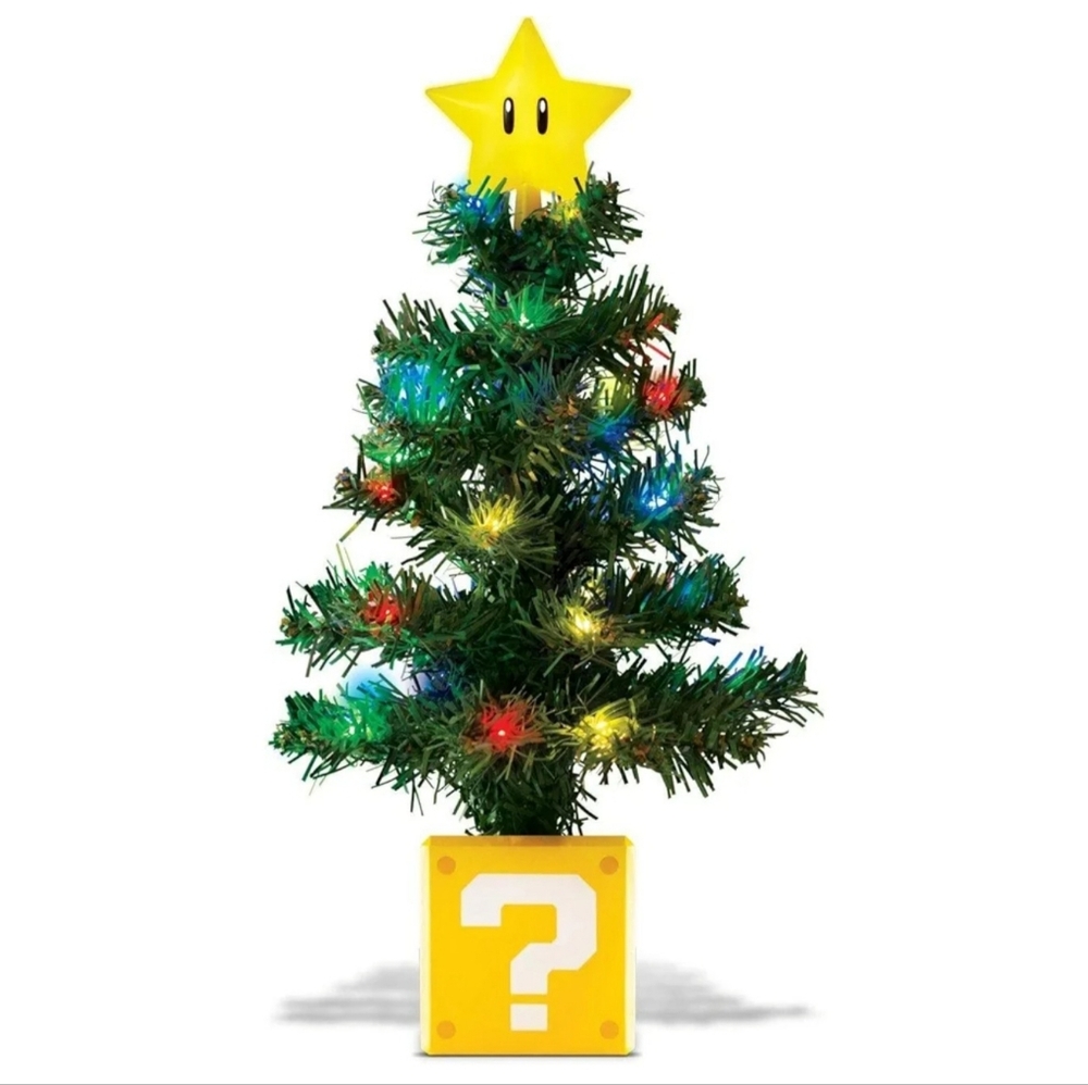 NWT Super Mario Brothers LED Light Up 10 Inch Desktop Christmas Tree